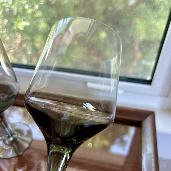 Orrefors Rhapsody Mid Century Smoke Crystal Water Glasses Wine Glasses set of 2 - Picture 5 of 9